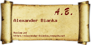 Alexander Bianka névjegykártya